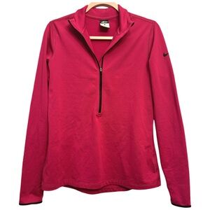 NIKE PRO FITTED WOMEN’S DRI-FIT HALF ZIP LONG SLEEVES SIZE LARGE MAGENTA SWOOSH‎